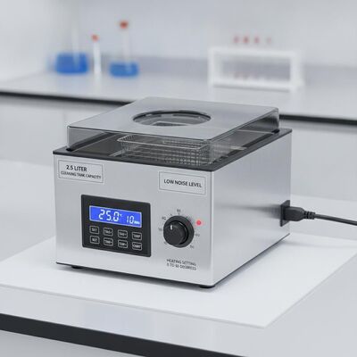 Heating Setting 0 to 80 Degrees Table Top Ultrasonic Cleaner Featuring Low Noise Level and 2.5 Liter Cleaning Tank Capacity for Cleaning