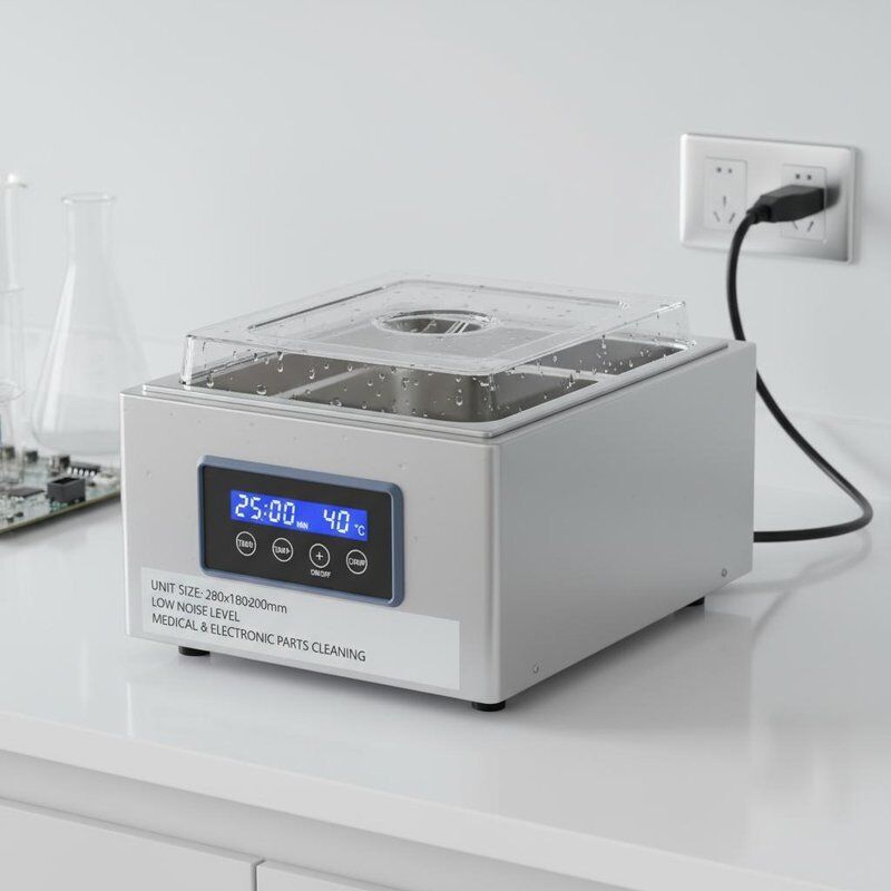 Rozmiar jednostki 280x180x200mm Stacjonarna myjka ultradźwiękowa o niskim poziomie hałasu do czyszczenia części medycznych i elektronicznych